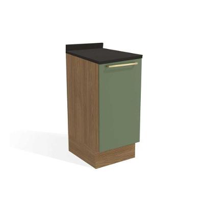 Gabinete de Cozinha Modulado Balcão Botanic M621 1 Porta c/Tampo 40cm Nogueira/Oliva/Preto - Kappesberg