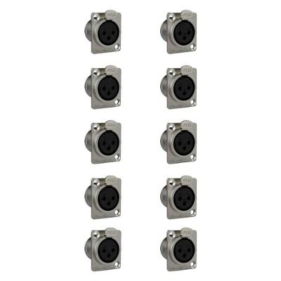 Kit Conectores Xlr Femea Wc 1023 Fp Bk Ni 3p P- Painel (10 Un) Wireconex