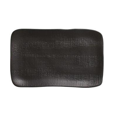 Travessa Retângular Em Cerâmica Juta Preto Matte 27x16cm Porto Brasil