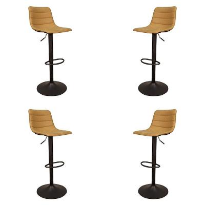 Kit 4 Banquetas Decorativas Travis Pu Com Regulagem De Altura Base Disco C/apoio Para Os Pés Caramelo/preto G56 - Gran Belo