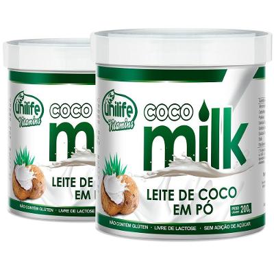 Kit 2 Coco Milk Unilife Leite De Coco Em Pó 200g