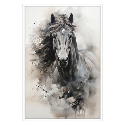 Quadro Decorativo Cavalo Aquarela Moldura Cx Alta 40x60 Titulos Moldura Branca