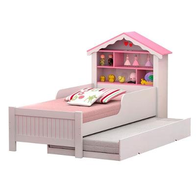 Bicama Solteiro Menina Casa De Princesa Infantil Branco Rosa