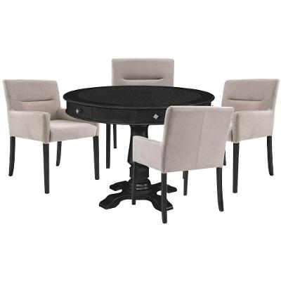 Mesa De Jogos Redonda Victoria Tampo Reversível 4 Cadeiras