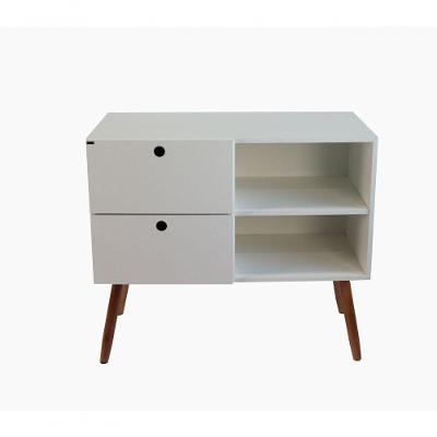 Aparador 02 Gavetas 1 Nicho Com Pés Palito Branco Real - Mdf Arauco