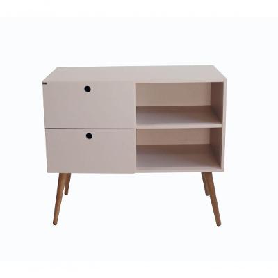 Aparador 02 Gavetas 1 Nicho Com Pés Palito Sal Rosa - Mdf Arauco