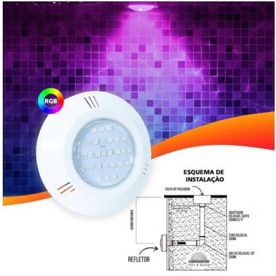 Refletor Led Rgb 6W Abs Iluminação Multicolorida Para Piscina Prova D'Água- Brustec