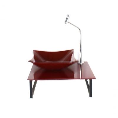 Kit Cuba De Vidro 10mm Tampo 40cm Vermelho Cereja Full Com Suporte Torneira Valvula