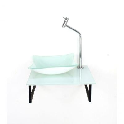 Kit Cuba De Vidro 10mm Tampo 40cm Branco Full Com Suporte Torneira Valvula