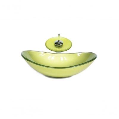 Cuba De Vidro Oval 47cm + Valvula + Torneira Cascata