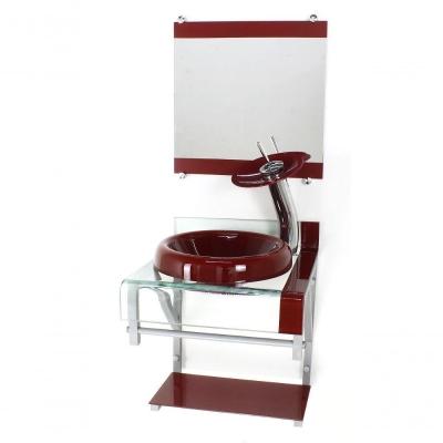 Gabinete De Vidro 40cm Cuba Chapéu Com Torneira Cascata