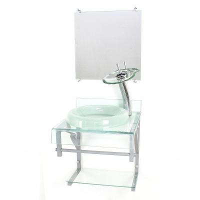 Gabinete De Vidro 40cm Cuba Chapéu Com Torneira Cascata