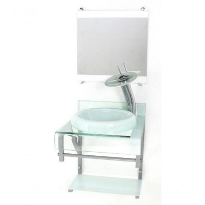 Gabinete De Vidro 40cm Cuba Chapéu Com Torneira Cascata