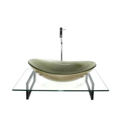 Kit Cuba De Vidro Champanhe Com Tampo E Suporte Preto