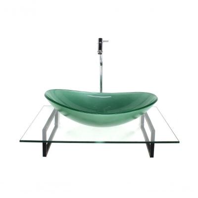 Cuba De Vidro Verde Com Tampo E Suporte Preto