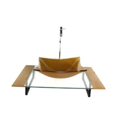 Kit Cuba De Vidro Quadrada Com Tampo E Suporte Preto
