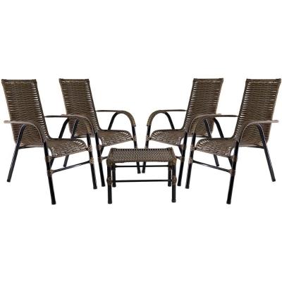 Conjunto Cadeiras Mesa De Centro Bela Edícula Argila