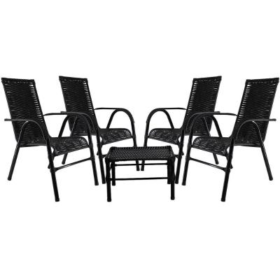Conjunto Cadeiras Mesa De Centro Bela Edícula Preta
