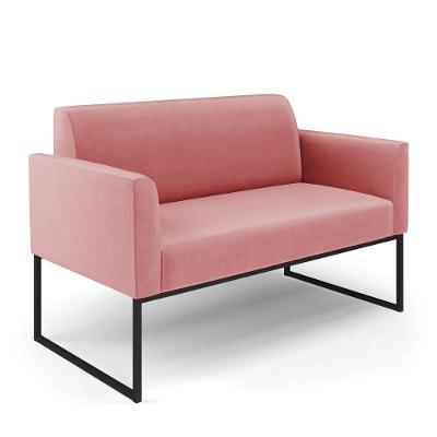 Sofá Namoradeira Base Industrial Preto Marisa Suede D03 - D\'rossi Cor Rose