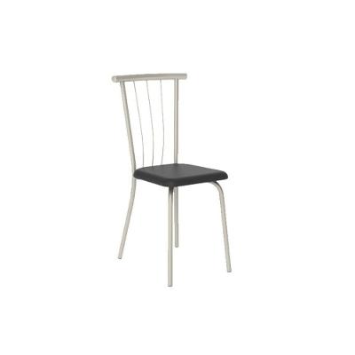 Cadeira Sala de Jantar 154 Aço Kit 2 Uni Prata - Assento Courano Preto - Carraro