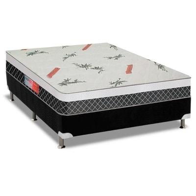 Conjunto Box Casal: Colchão Anatômico Plumatex D28/EP Falcon Ultra Firme + Base CRC Suede Black(138x188)