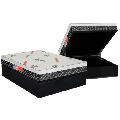 Cama Box Baú Casal: Colchão Ortopédico Plumatex Falcon Ultra Firme + Base CRC Suede Black(138x188)