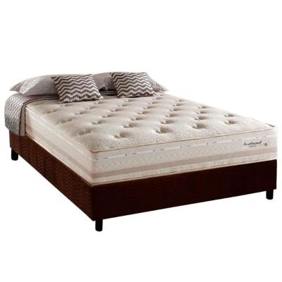 Conjunto Box Casal: Colchão Molas Herval Maxspring Scotland + Base CRC Suede Brown(138x188)