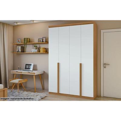 Guarda Roupa Solteiro 4 Portas e 2 Gavetas Alonzo New Amêndoa/Branco - Lopas