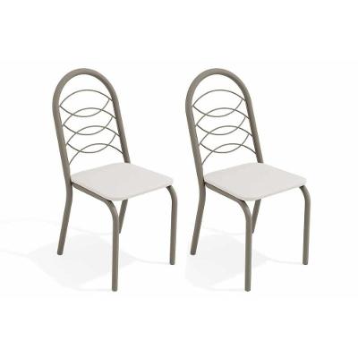 Cadeira Sala de Jantar Holanda 2C009NK Aço Kit 2 Uni Niquel/Branco 106 - Kappesberg