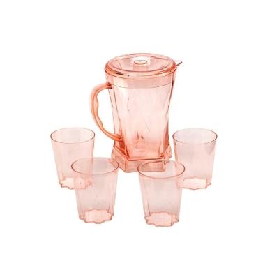 Jarra Acrílico 4 Copos Agua Suco Gelo Bebida 1 Litro Salmão