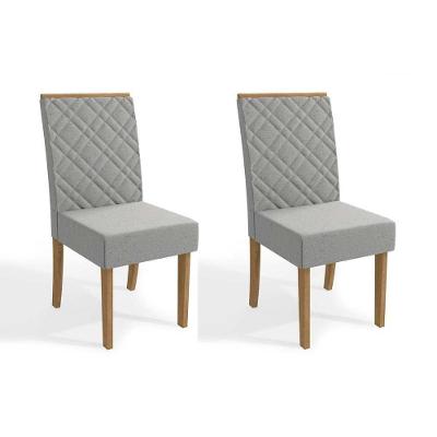 Cadeira Sala de Jantar 2CAD149 Kit 2 Un Freijó - Assento/Encosto Linho Caqui A040 - Kappesberg