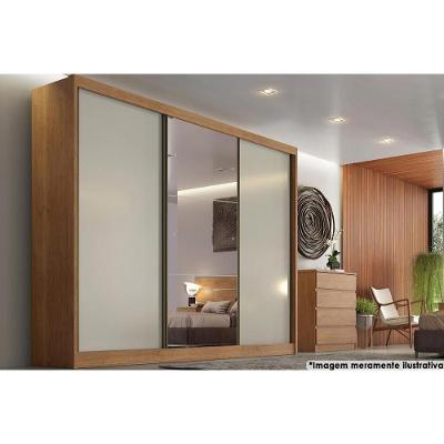 Guarda Roupa Casal 3 Portas de Correr e 6 Gavetas c/ Espelho Natus Freijo Cumaru c/ Fendi - Novo Horizonte