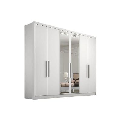 Guarda Roupa Casal 6 Portas e 4 Gavetas c/ Espelho Rizon Plus Branco - Novo Horizonte