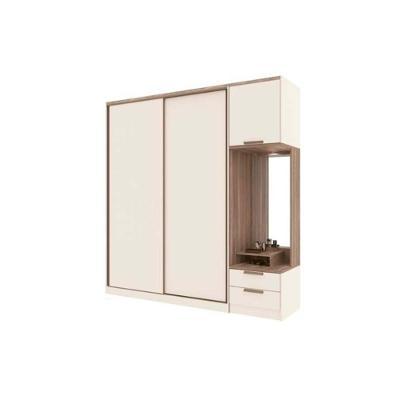Guarda Roupa Casal 2 Portas De Correr E 4 Gavetas Tívolli Off White/castanha - Santos Andirá