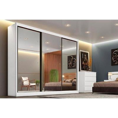 Guarda Roupa Casal 3 Portas de Correr e 8 Gavetas c/ 3 Espelhos Atlanta/Passion Branco - Novo Horizonte