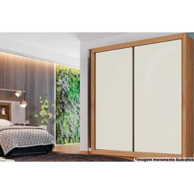 Guarda Roupa Solteiro 2 Portas de Correr e 4 Gavetas Zurique Peroba/Off White/Peroba - Europa