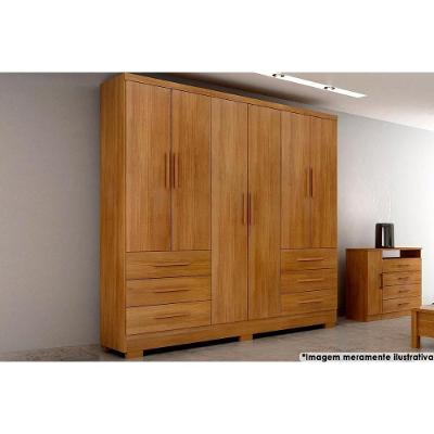 Guarda Roupa Solteiro 6 Portas e 6 Gavetas c/Pés Encant Freijo Cumaru - Novo Horizonte