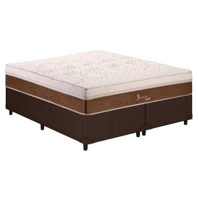 Conjunto Box Queen: Colchão Molas Polar MasterPocket Ensacadas Jasmim + Base CRC Courano Brown(158x198)