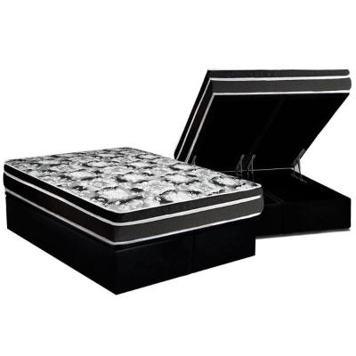 Conjunto Box Baú Queen: Colchão Espuma Luckspuma D45 Gran Luck Pro + Base CRC Suede Black(158x198)