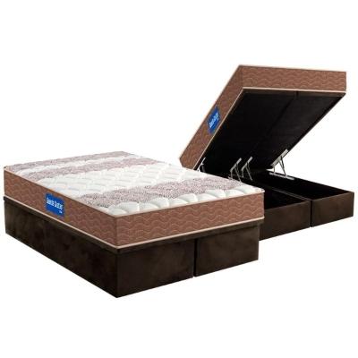 Conjunto Box Baú King: Colchão Espuma Probel D33 Guarda Costas + Base Crc Suede Brown(193x203)