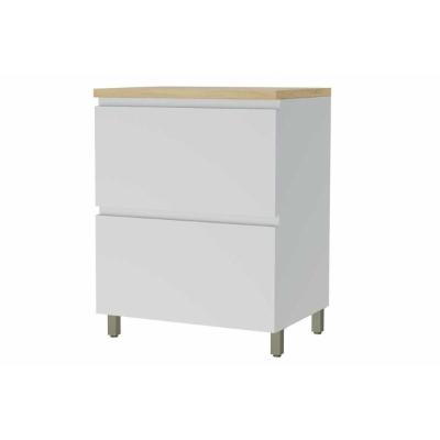 Balcão de Cozinha Rainha 1 Porta e 1 Gaveta c/ Tampo 70cm Branca/Nature - Nesher