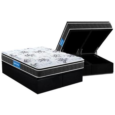Conjunto Box Baú Queen: Colchão Espuma Probel D33 Guarda Costas Premium Extra Firme Pillow Top + Base CRC Suede Black(158x198)