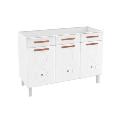Balcão de Cozinha Mirage New Aço p/Pia 3 Portas e 2 Gavetas s/Tampo 120cm Branco - Telasul
