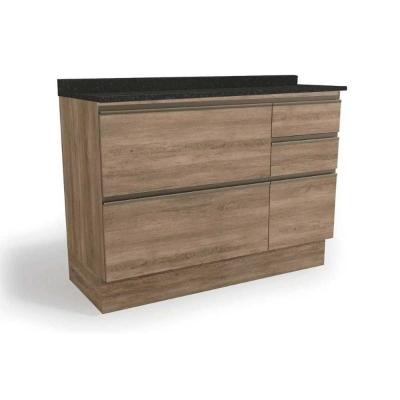 Balcão De Cozinha Maxxi G746 4 Gavetas E 1 Porta C/tampo 120cm Nogal/preto Brilho - Kappesberg