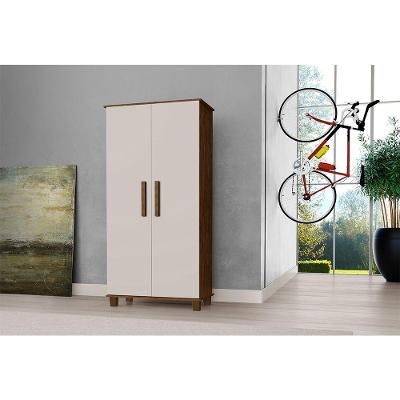 Armario Multiuso Organizador Premium 4 Prateleiras 2 Portas Berlim Malbec Off White - Cor: Marrom