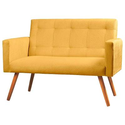 Sofá Namoradeira 2 Lugares Sabrina Veludo - Star Confort Amarelo