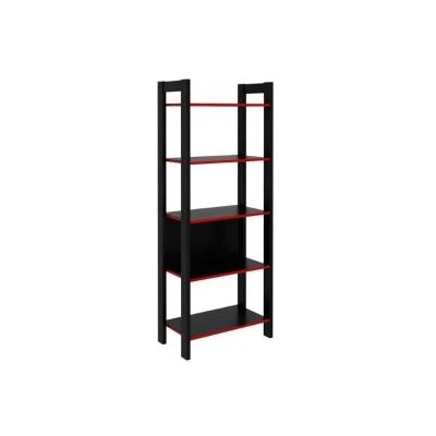 Estante Livreiro de Escritório ME4166 c/ 5 Prateleiras Preto/Vermelho - Tecno Mobili