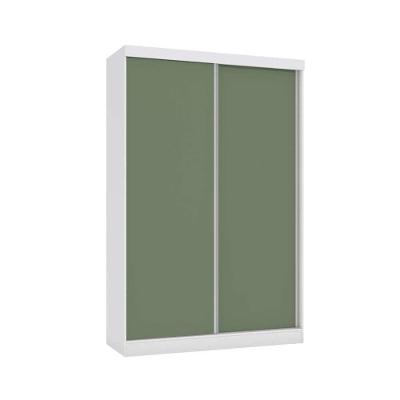 Guarda Roupa Solteiro 2 Portas de Correr e 2 Gavetas N571 Branco/Verde Oliva - Kappesberg