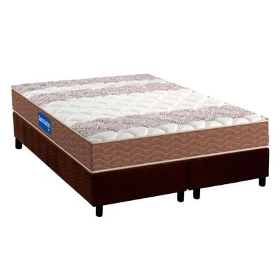 Cama Box King: Colchão Espuma D33 Probel Guarda Costas + Base CRC Suede Brown(193x203)
