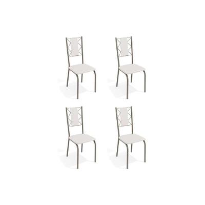 Cadeira Sala de Jantar Lisboa 4C076 Aço Kit 4 Uni Niquel/Branco 106 - Kappesberg